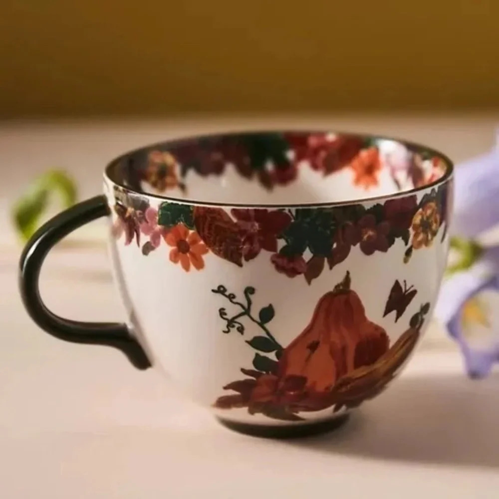 NWT  Set of 4 Anthropologie Nathalie Lete Fall Pumpkin Gourd Coffee Mugs